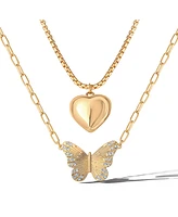 Jessica Simpson Butterfly and Heart Layered Necklace