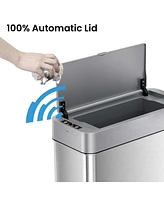 iTouchless Stainless steel Slim Sensor Trash Can with Side Lid Open and AbsorbX Odor Filter 4 Gallon Silver 
