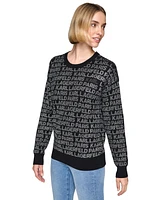 Karl Lagerfeld Paris Women's Logo Signature Crewneck Sweater, Regular & Petite