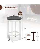 Costway Bar Stools Set of 2 Counter Height with Round Seat & Footrest for Kitchen