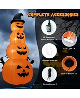 Costway 8FT Halloween Inflatable Stacked Pumpkins Blow-up Holiday Decoration w/ Led Lights