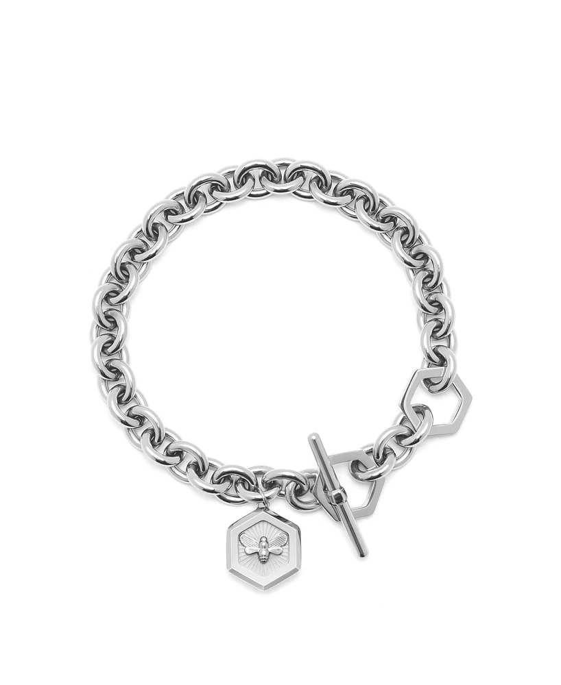 Olivia Burton Women's Minima Bee Silver Tone Toggle Bracelet