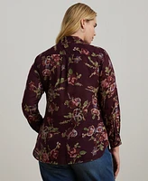 Lauren Ralph Plus Cotton Floral Shirt