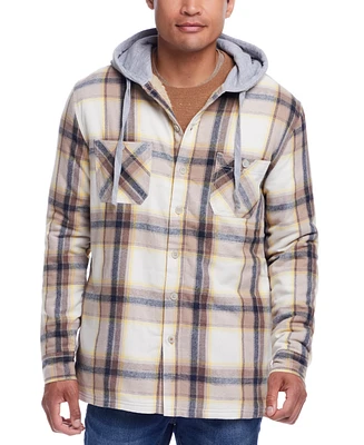 Weatherproof Vintage Men's Sherpa Lined Flannel Hooded Shirt Jacket