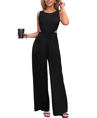 Cupshe Women's Black Sleeveless Cutout Wide Leg Jumpsuit