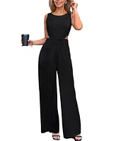 Cupshe Women's Black Sleeveless Cutout Wide Leg Jumpsuit