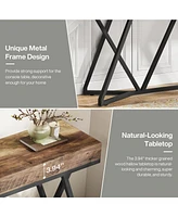 Tribesigns 55 Inch Console Table, Farmhouse Sofa Table Wood Entryway Table with Unique Metal Base, Behind The Couch Table Foyer Table, Industrial Acce