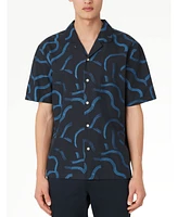 Frank And Oak Men's Boxy-Fit Abstract-Print Button-Down Camp Shirt