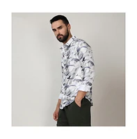 Campus Sutra Men's Charcoal Grey Abstract Fade Shirt