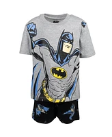 Dc Comics Boys Justice League Batman T-Shirt and French Terry Shorts Outfit Set Toddler to Big Kid