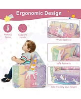 Costway 2-in-1 Flip Out Kid s Sofa Chair Convertible Toddler Couch to Lounger