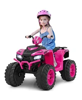 Costway 24V Kids Ride-On Electric Atv 4-Wheeler Quad Car with Wireless Connection