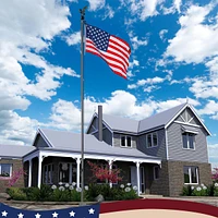 Yescom Bravery 20Ft Eagle Topper Sectional Flag Pole Kit Aluminum Outside Inground Yard Garden with 3'x5' Usa Black