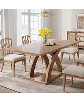 Tribesigns Dining Table for 4-6 People, 63" L x 31.5" W Modern Rectangular Kitchen Table with Thick Wooden Pedestal Base, Wood Dinner Table Kitchen &