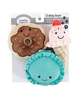 Luvable Friends Dog Squeaky Plush Dog Mini Toy Set, Desserts, One Size