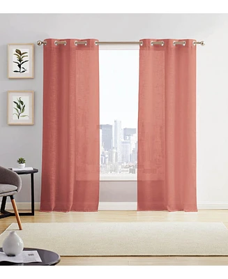 Dainty Home Hannah Linen Textured Light Filtering Window Panel Set, 76" W x 84" L