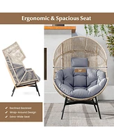 Costway Oversized Egg Style Chair with Cushions & Headrest Heavy-Duty Metal Frame for Yard