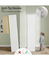 Tribesigns 75.39-Inch Wood Storage Cabinet, Tall Floor Cabinet with 2 Doors and 6 Shelves, Narrow Free-Standing Cube Cabinet for Living Room, White Mo