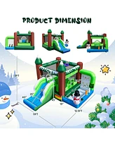 Costway 6-in-1 Winter Themed Snowman Inflatable Castle kids Jumping House with 735W Blower