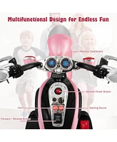 Gymax 6V Kids Ride On Chopper Motorcycle 3 Wheel Trike with Headlight Pink