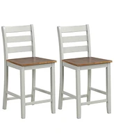 Sugift Set of 2 Counter Bar Stool with Inclined Backrest and Footrest