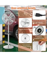 Vebreda 16 Inch Pedestal Standing Fan Oscillating Pedestal Fan with 3 Speeds and Adjustable Height-Silver