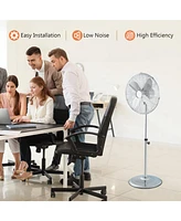 Vebreda 16 Inch Pedestal Standing Fan Oscillating Pedestal Fan with 3 Speeds and Adjustable Height-Silver