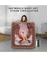 Vebreda Portable Personal Steam Sauna Spa with Steamer Chair-Coffee