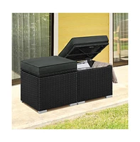 Yaheetech Set of 2 Resin Wicker Ottomans with Hidden Storage