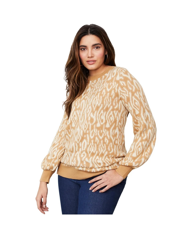 June + Vie Women's Jacquard Pullover Sweater