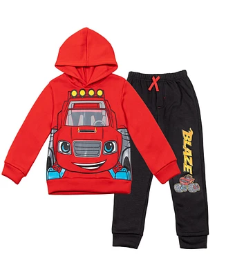 Blaze and the Monster Machines Toddler Boys Zeg Stripes Pickle Fleece Pullover Hoodie Jogger Pants Outfit Set to