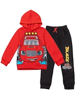 Blaze and the Monster Machines Toddler Boys Zeg Stripes Pickle Fleece Pullover Hoodie Jogger Pants Outfit Set to