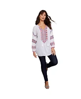 June + Vie Plus Embroidered Peasant Blouse