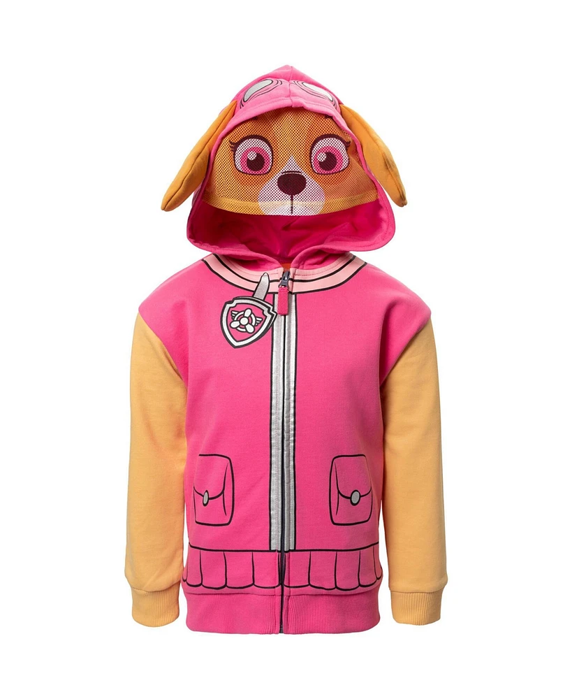 Paw Patrol Girls Rubble Chase Skye Fleece Zip Up Pullover Hoodie to