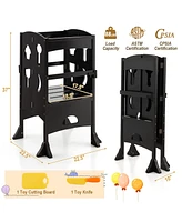 Costway Toddler Folding Kitchen Step Ladder Stool Wooden Safety Tower Helper