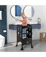 Costway Toddler Folding Kitchen Step Ladder Stool Wooden Safety Tower Helper