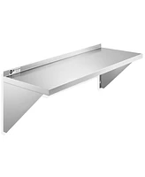 Kutler 12" x 36" Stainless Steel Shelf, Nsf Commercial Wall Mount Shelving w/ Backsplash, Floating Metal Mounted Shelves for Restaurant, Kitchen, Home