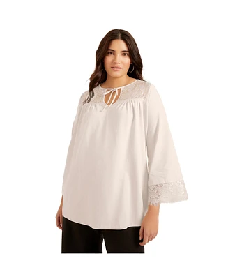 June + Vie Plus Size June + Vie Lace-Trim Top