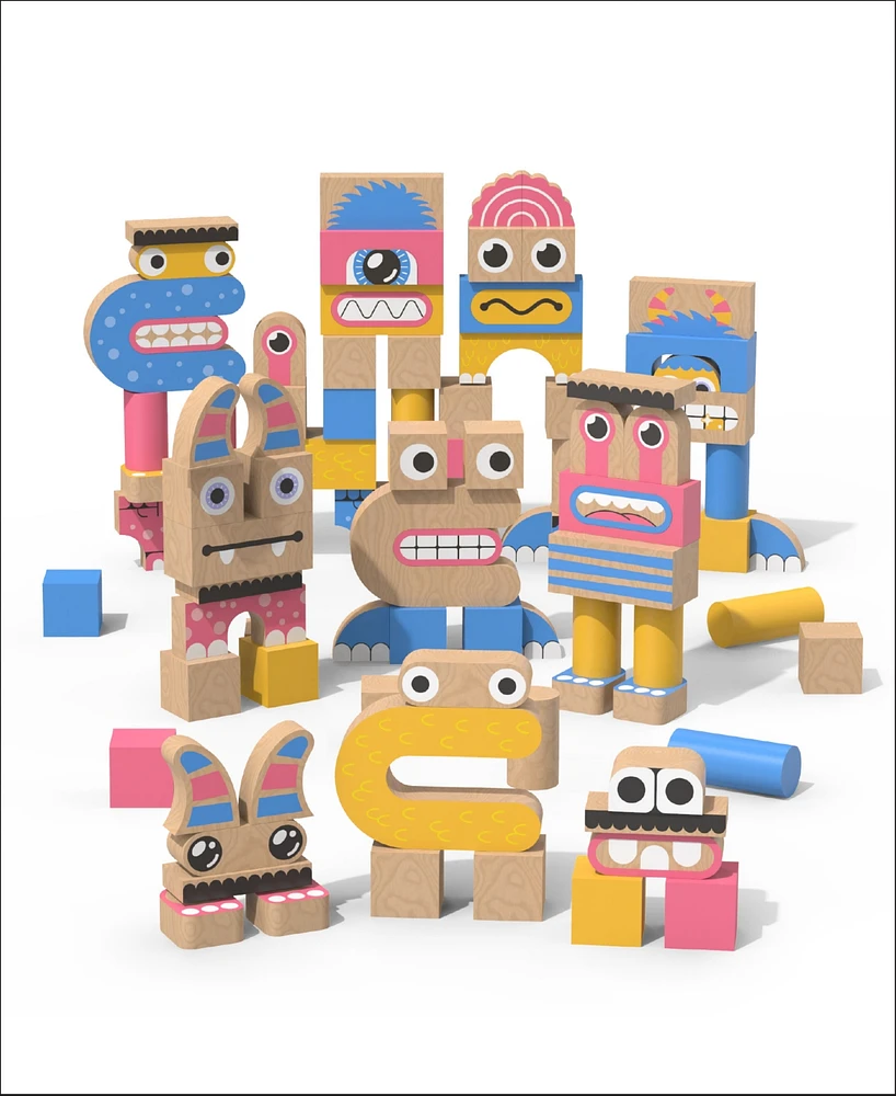 Geoffrey's Toy Box Make A Monster 100-Piece Solid Wood Block Set, Created for Macy's