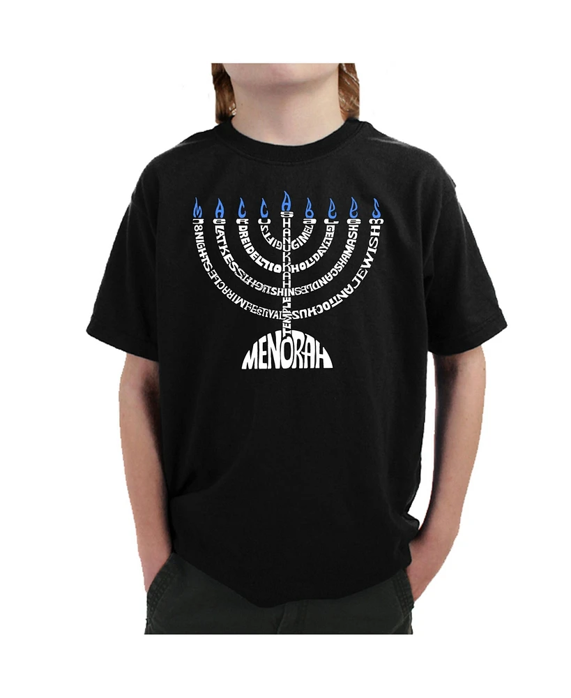 La Pop Art Boys Menorah Word T-Shirt