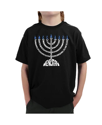 La Pop Art Boys Menorah Word T-Shirt