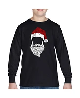 La Pop Art Boys Feliz Navidad Santa Claus Word Long Sleeve T-Shirt