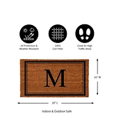 Evergreen Monogram Indoor Outdoor 100% Natural Coir Doormat 28" x 16" | Letter "M"