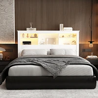 Famapy White Headboard Shelf with Socket Adapter Usb Interface, Shelves