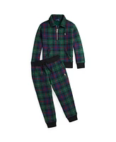 Polo Ralph Lauren Toddler and Little Boys Plaid Fleece Collared Sweatshirt