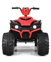 Gymax 12V Electric Kids Ride On Car Atv 4-Wheeler Quad w/ Music Led Light