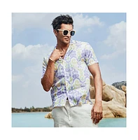 Men's Lilac & Pale Yellow Ethnic Shirt