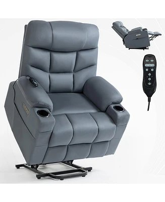 Mondawe Blue Up to 350 Lbs Power Lift Recliner Chair with Cup Holders, Usb and Type-c Ports