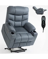 Mondawe Blue Up to 350 Lbs Power Lift Recliner Chair with Cup Holders, Usb and Type-c Ports