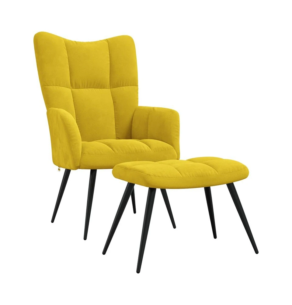 vidaXL Relaxing Chair with a Stool Velvet